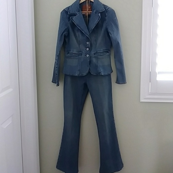 denim pantsuit